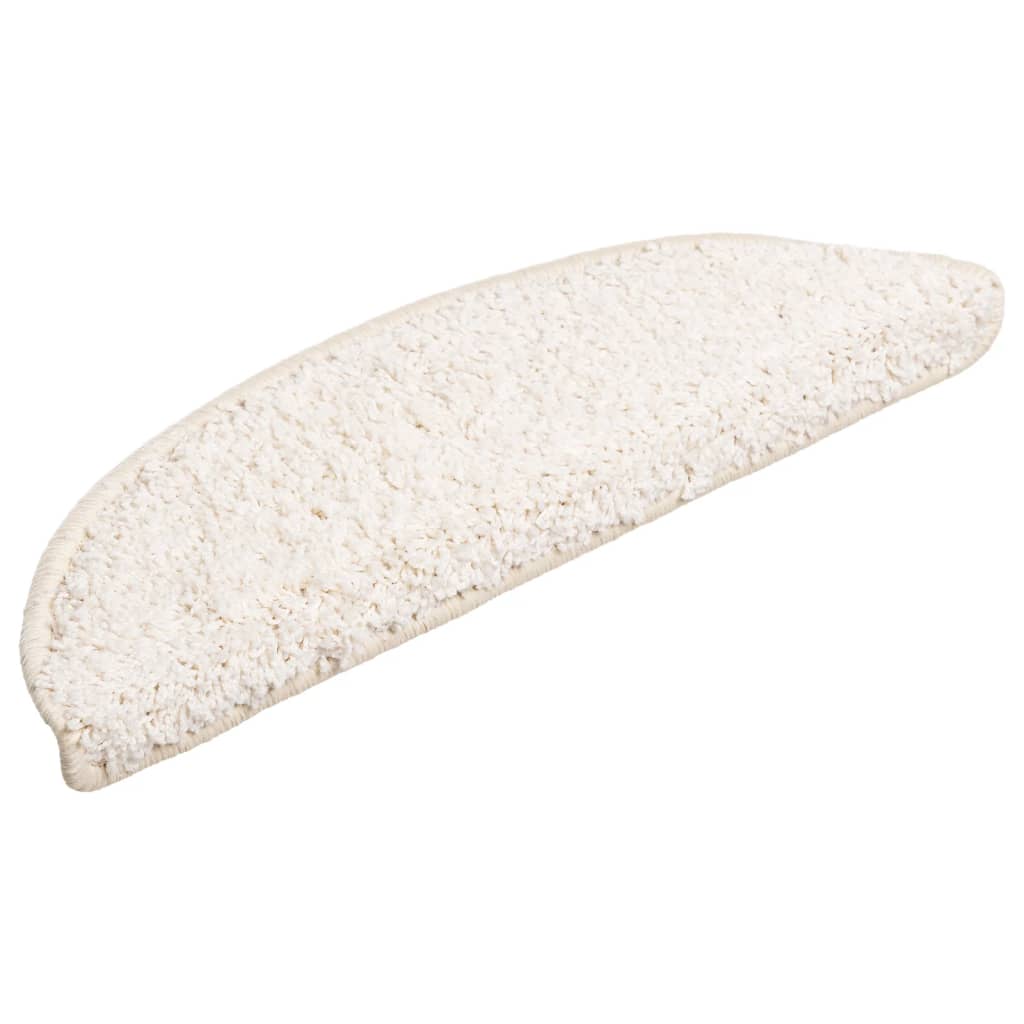 Laiptų kilimėliai, 10 vnt., 56x17x3 cm, balti, pusapvaliai