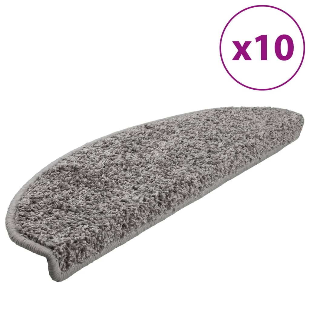 Laiptų kilimėliai, 10 vnt., pilki, 65x21x4 cm, dideli, pusapvaliai