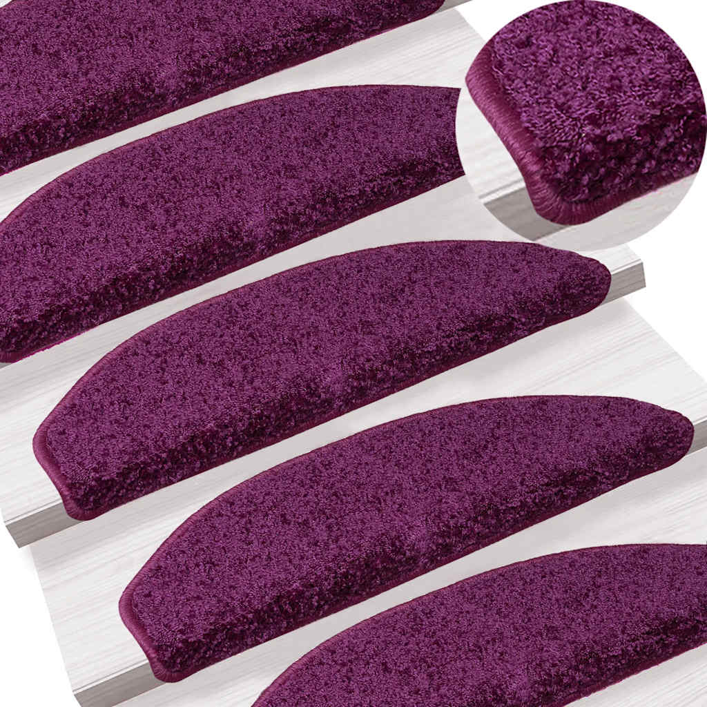 Laiptų kilimėliai, 10 vnt., 65x21x4 cm, violetiniai, pusapvaliai, dideli