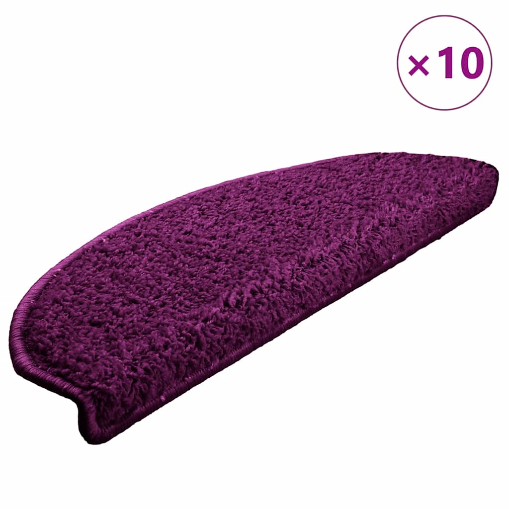 Laiptų kilimėliai, 10 vnt., 65x21x4 cm, violetiniai, pusapvaliai, dideli