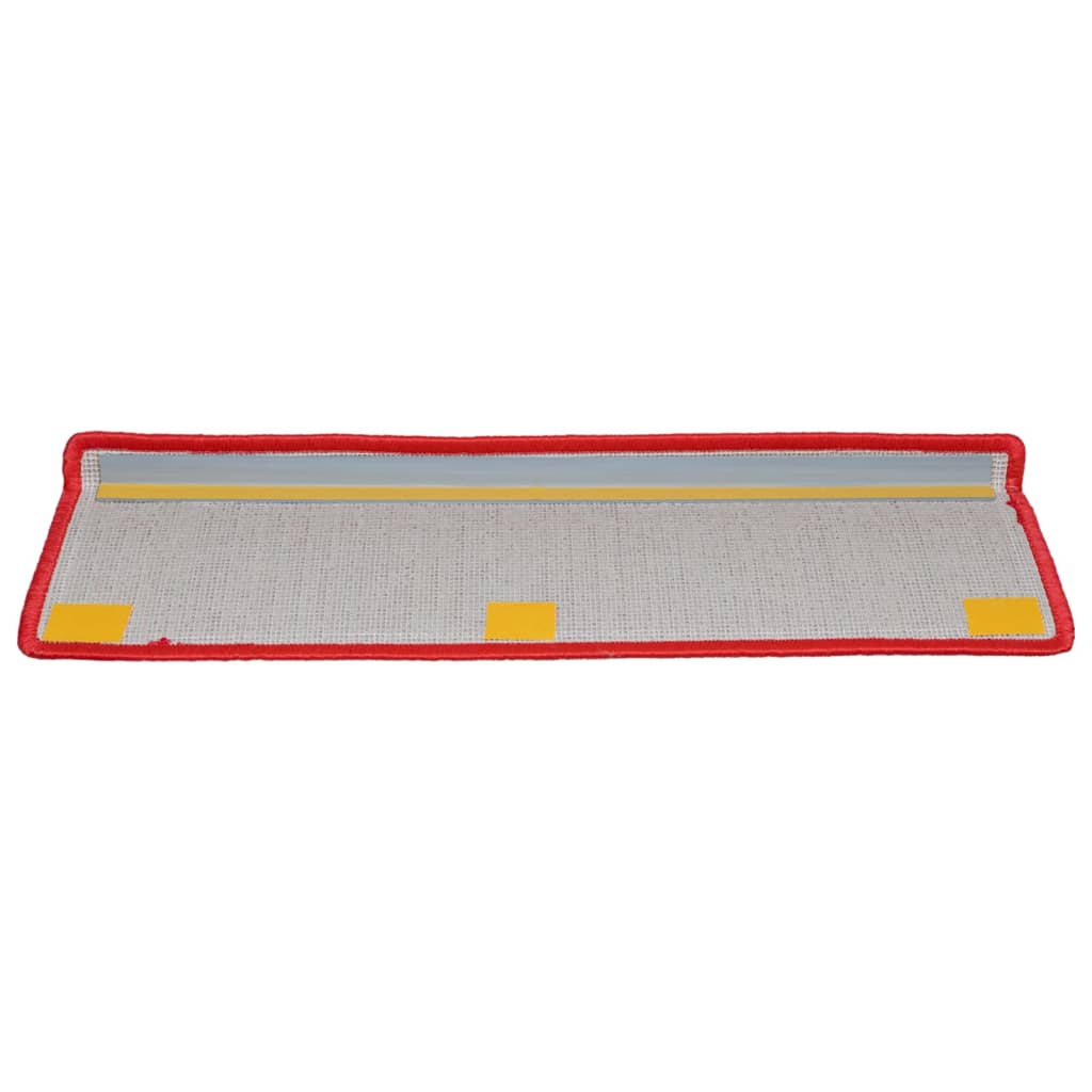 Laiptų kilimėliai, 10 vnt., 65x21x4 cm, raudoni, stačiakampiai kraštai