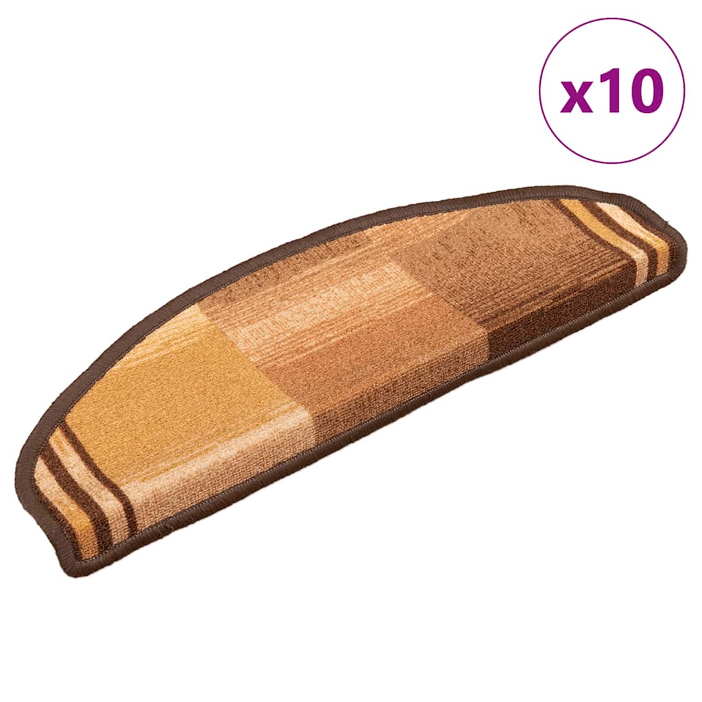 Adhesive stair mats, 10 pcs., brown, 65x21x4cm