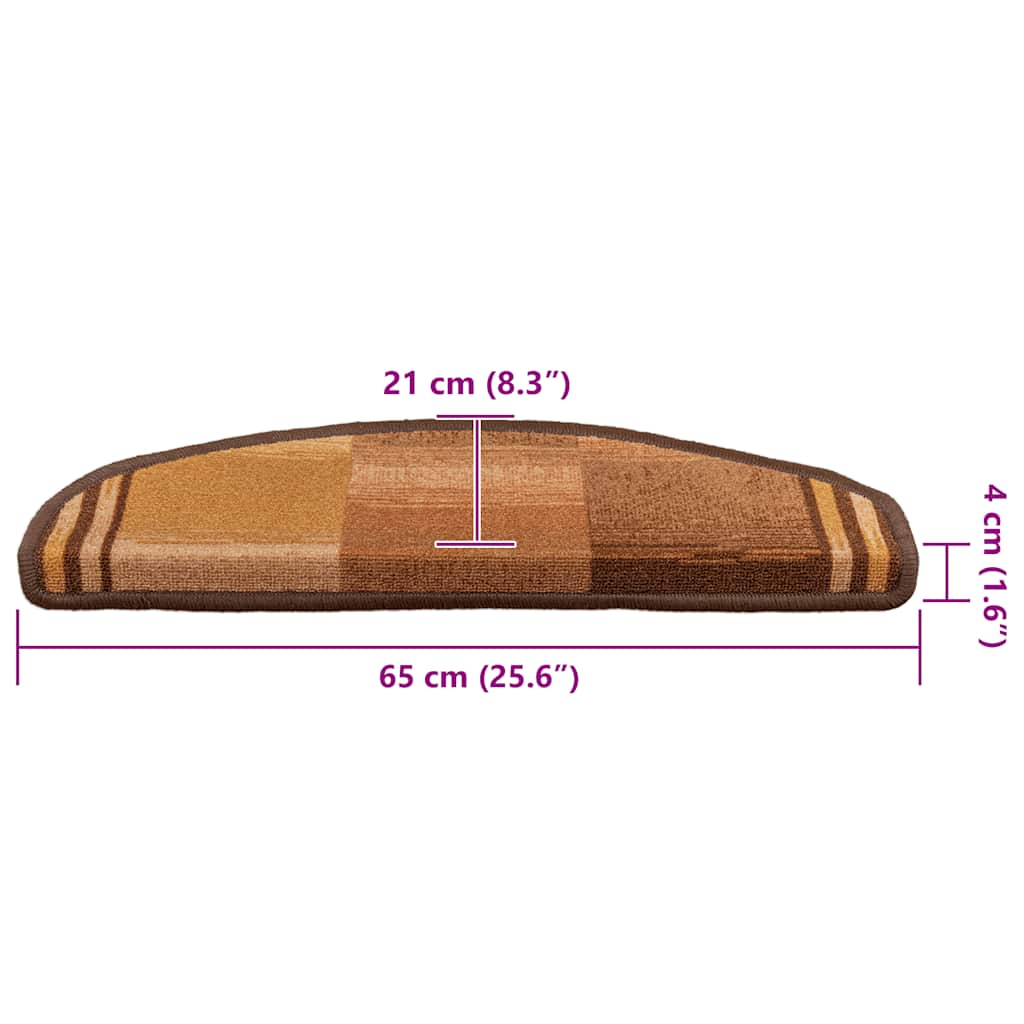 Adhesive stair mats, 10 pcs., brown, 65x21x4cm