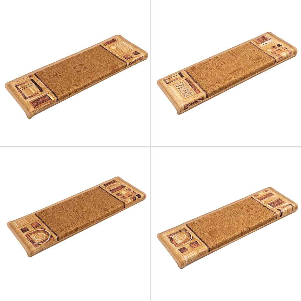 Self-adhesive stair mats, 10 pcs., sand, 65x21x4cm