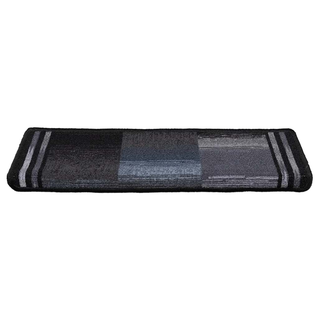 Anti-slip stair mats, 10 pcs, black and grey, 65x21x4cm