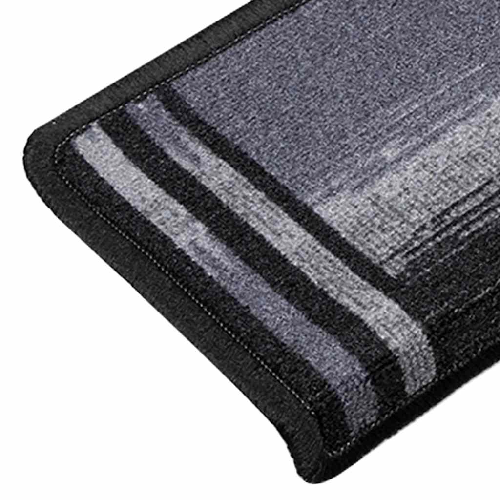 Anti-slip stair mats, 10 pcs, black and grey, 65x21x4cm