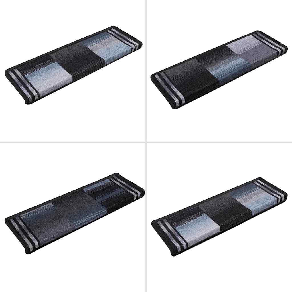 Anti-slip stair mats, 10 pcs, black and grey, 65x21x4cm