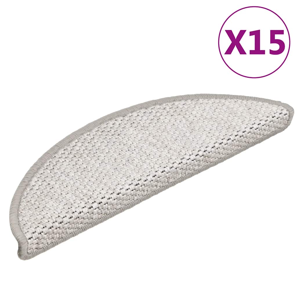 Lipnūs laiptų kilimėliai, 15vnt., platinos spalvos, 56x17x3cm