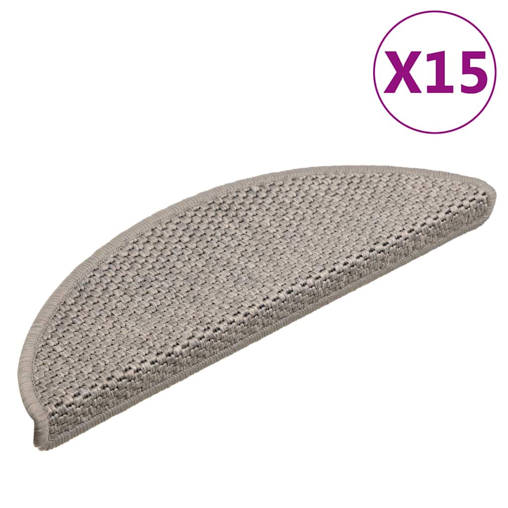 Adhesive stair mats, 15 pcs, silver, 56x17x3cm