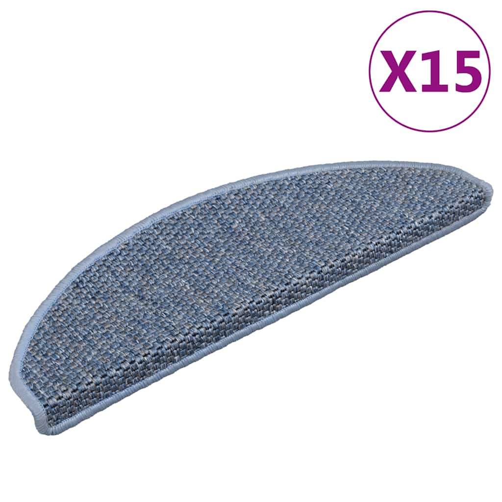 Self-adhesive stair mats, 15 pcs, blue, 65x21x4cm