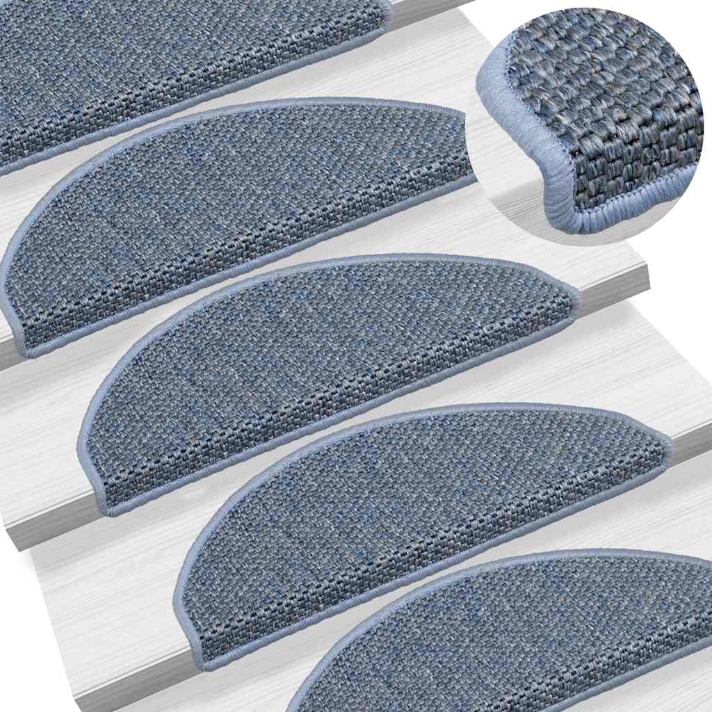 Self-adhesive stair mats, 15 pcs, blue, 65x21x4cm