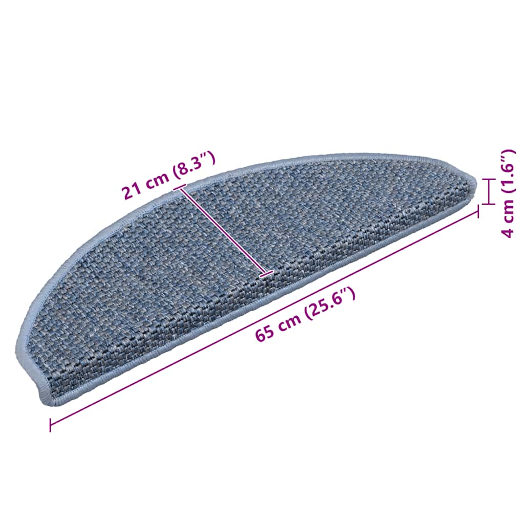 Self-adhesive stair mats, 15 pcs, blue, 65x21x4cm