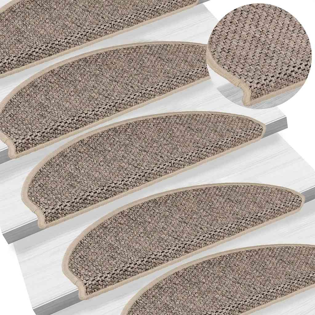 Self-adhesive stair mats, 15 pcs, dark beige, 65x21x4cm