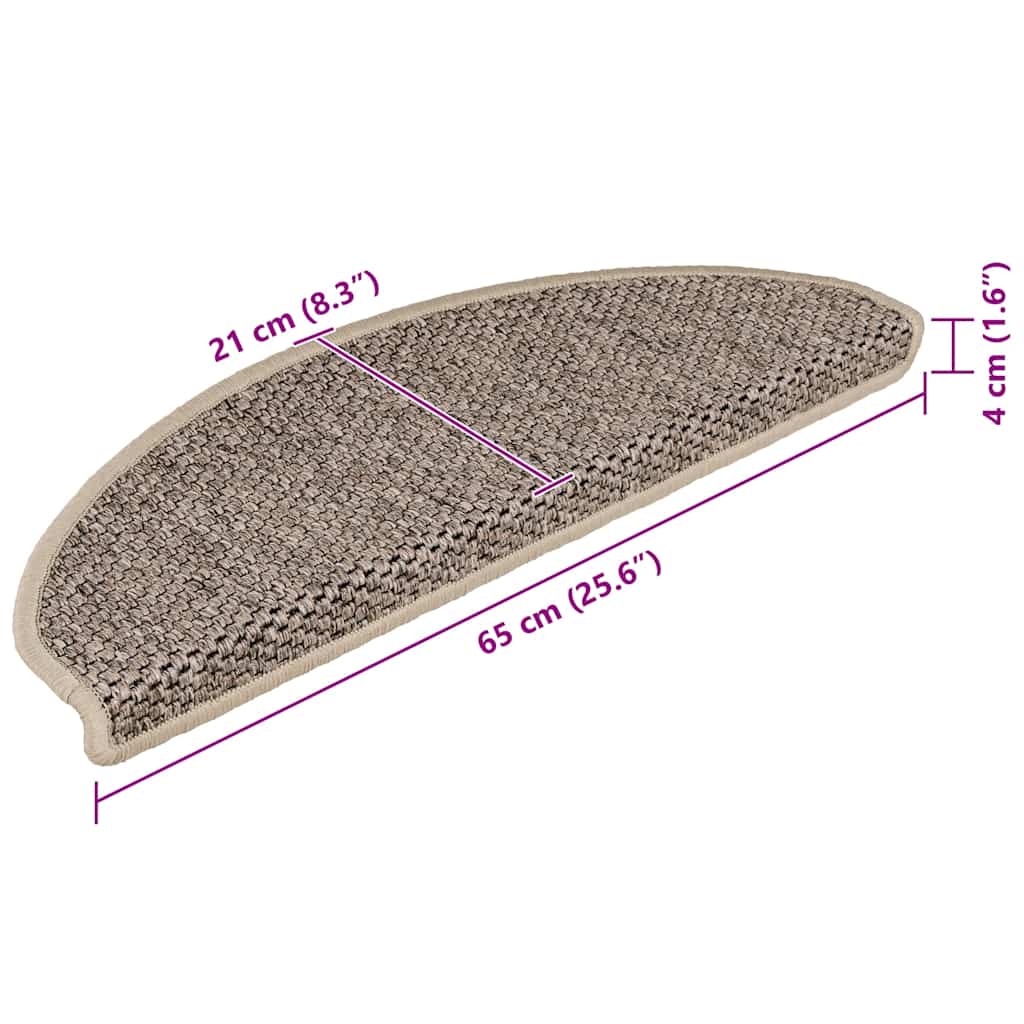Self-adhesive stair mats, 15 pcs, dark beige, 65x21x4cm