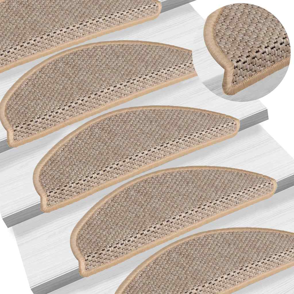 Adhesive stair mats, 15 pcs, light beige, 65x21x4cm