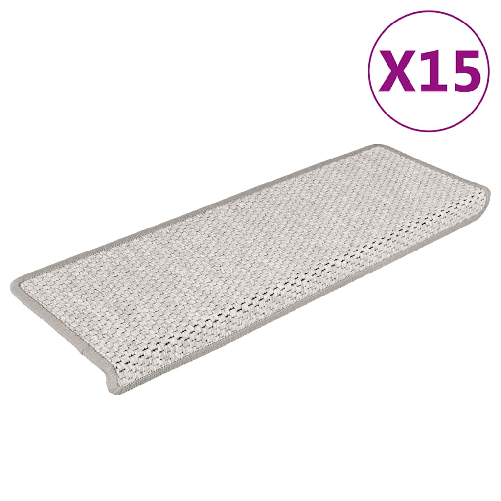 Self-adhesive stair mats, 15 pcs, platinum, 65x21x4cm