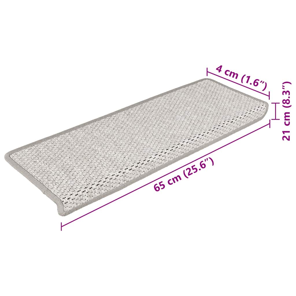 Self-adhesive stair mats, 15 pcs, platinum, 65x21x4cm