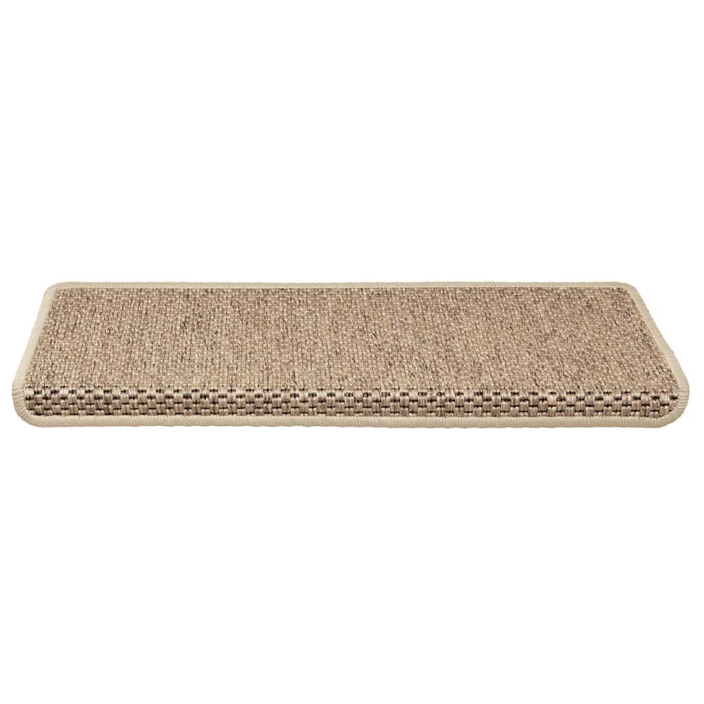 Self-adhesive stair mats, 15 pcs, beige, 65x21x4cm