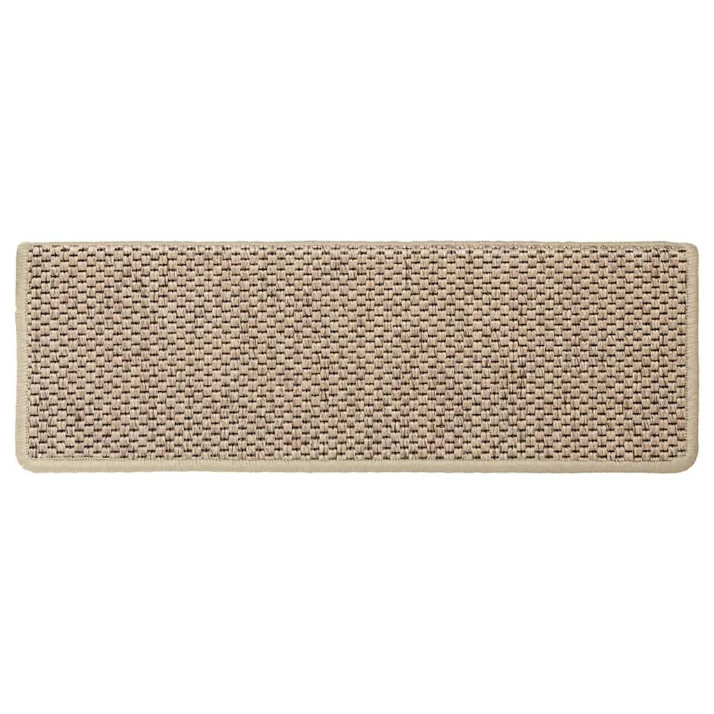 Self-adhesive stair mats, 15 pcs, beige, 65x21x4cm