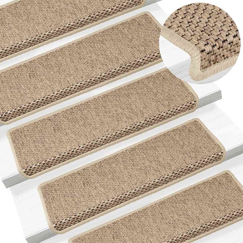 Self-adhesive stair mats, 15 pcs, beige, 65x21x4cm
