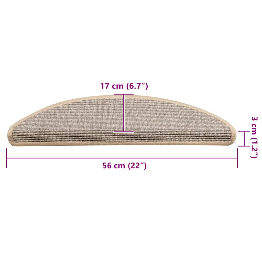 Stair mats, 15 pcs, 56x17x3 cm, silver, semi-circular