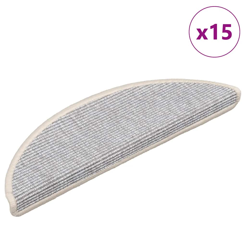 Stair mats, 15 pcs, 56x17x3 cm, silver, semi-circular