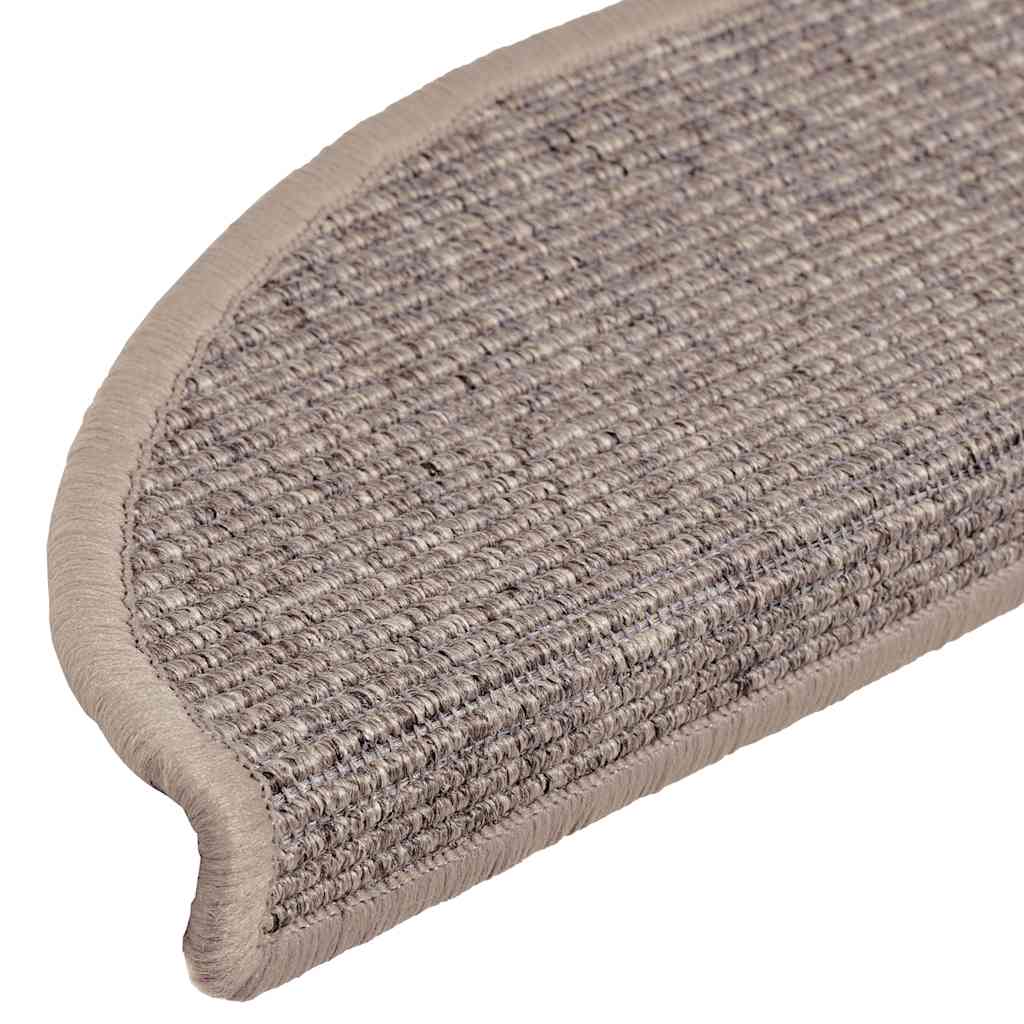 Kāpņu paklāji, 15 gab., 56x17x3 cm, tumši smilškrāsas, pusapaļi