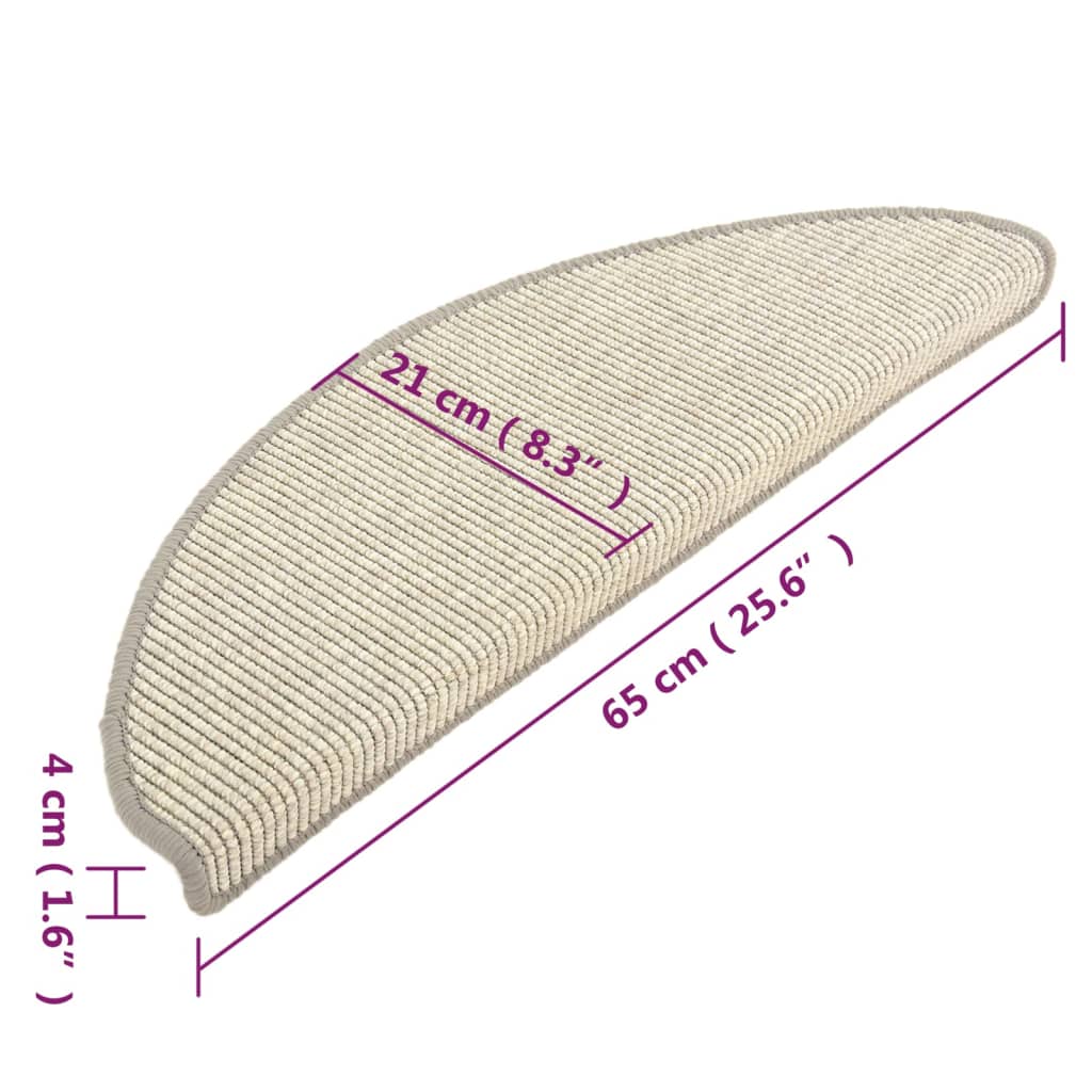 Stair mats, 15 pcs, 65x21x4 cm, silver, semi-circular, large
