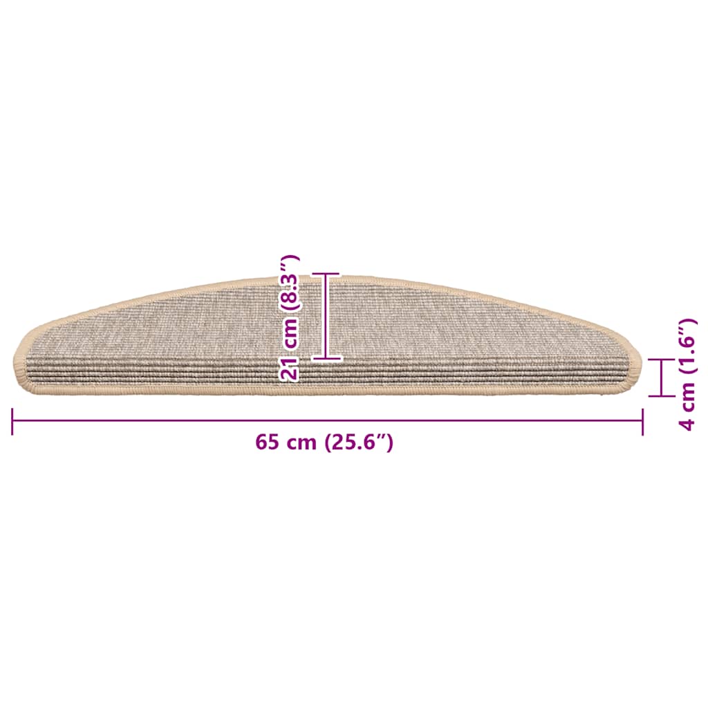 Stair mats, 15 pcs, 65x21x4 cm, silver, semi-circular, large