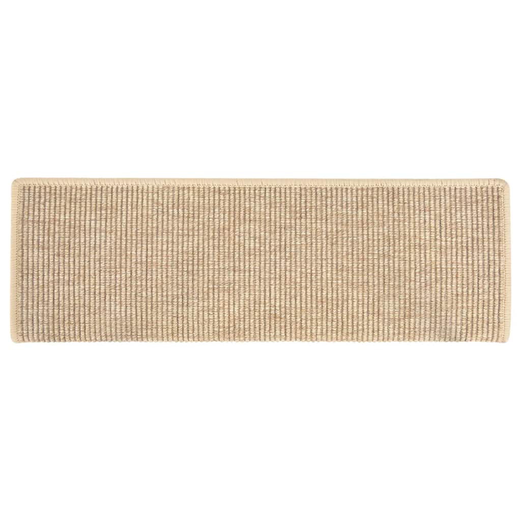 Kāpņu paklājiņi, 15 gab., 65x21x4 cm, gaiši smilškrāsas, taisnstūra malas