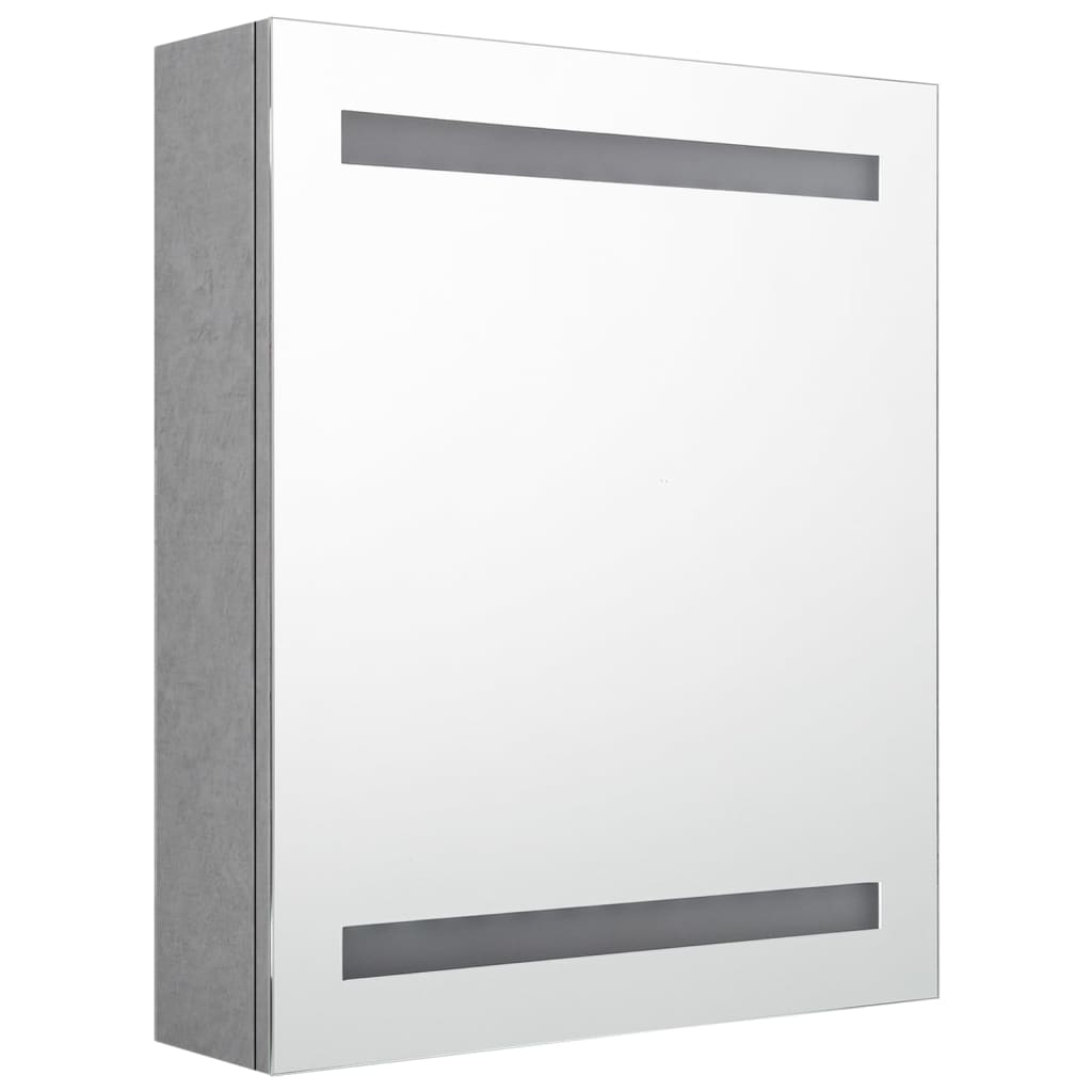 Veidrodinė vonios spintelė su LED, betono pilka, 50x14x60cm