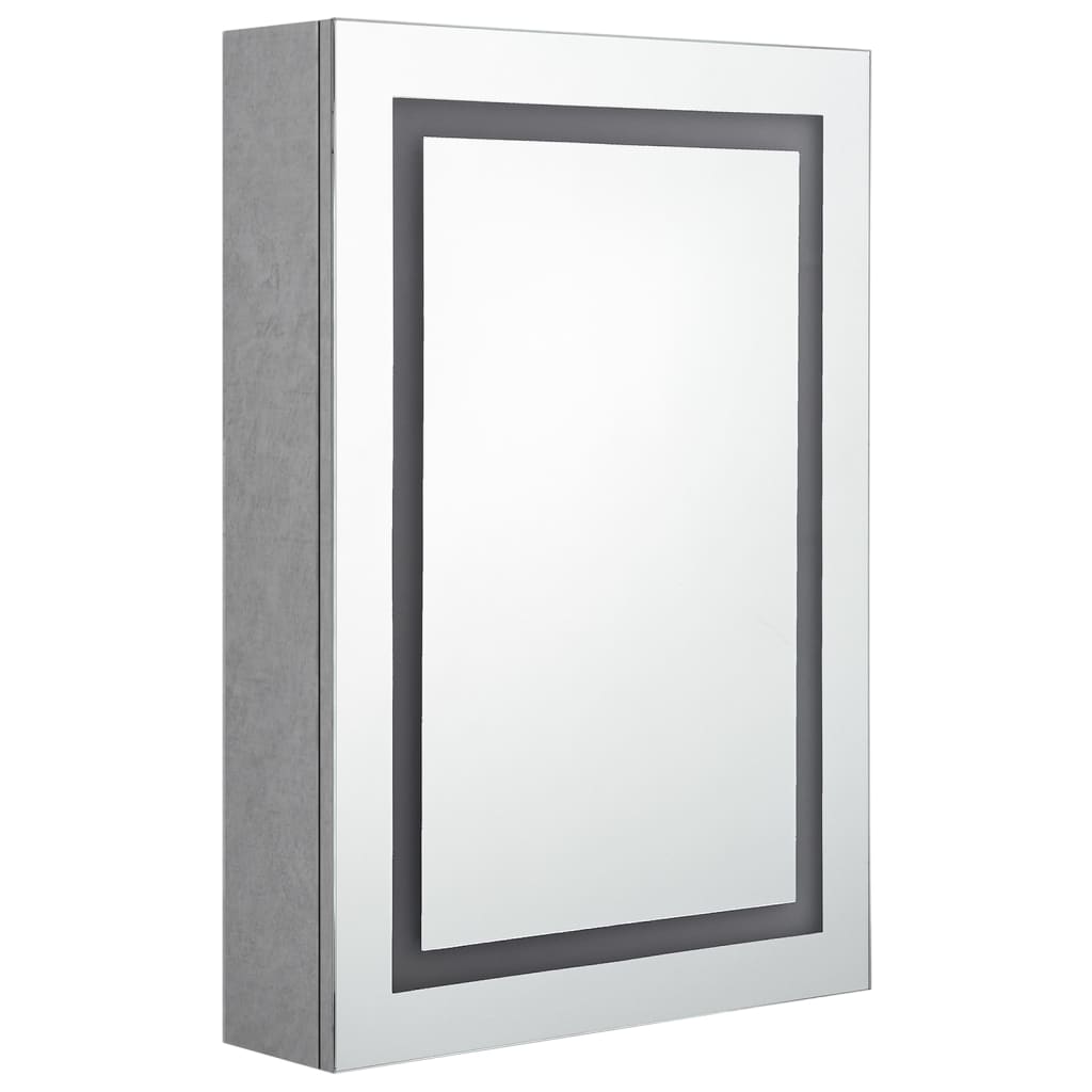 Spoguļskapītis vannasistabai ar LED, betona pelēks, 50x13x70cm