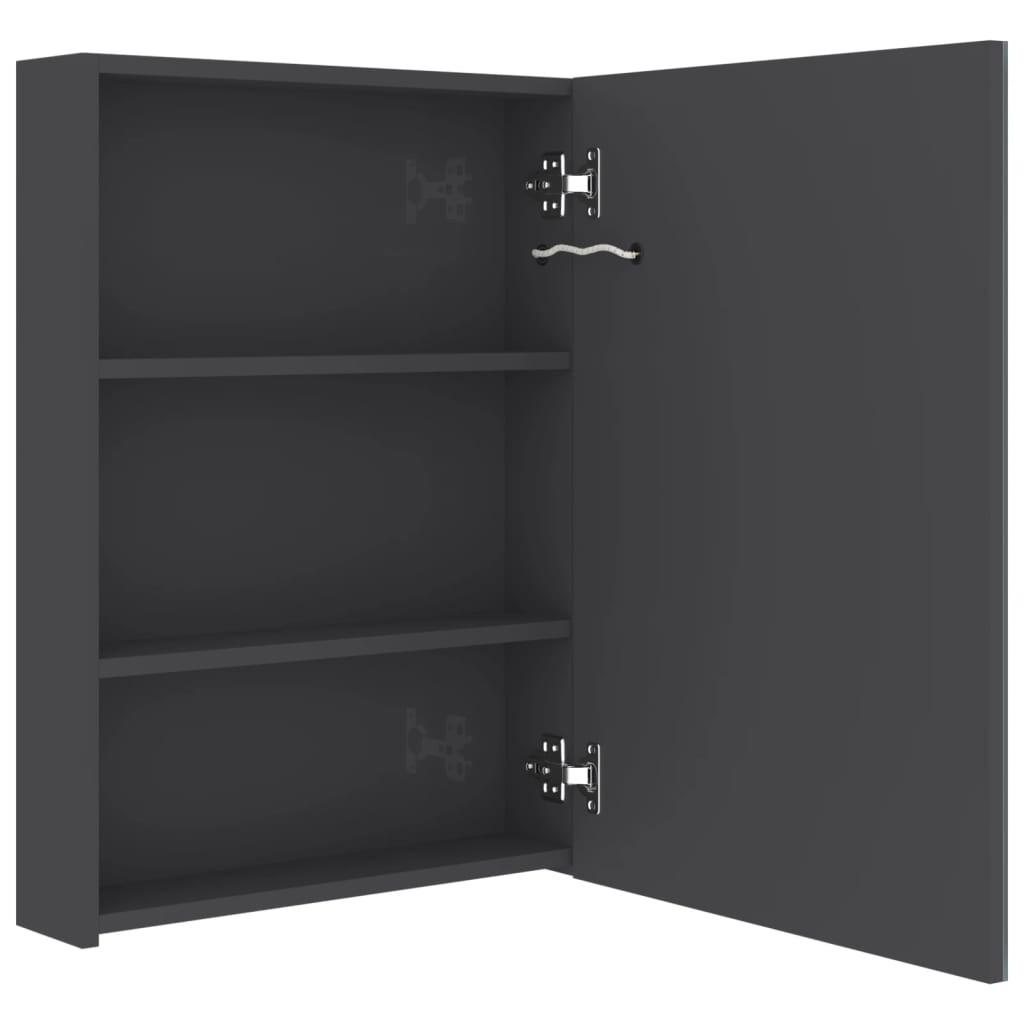 Veidrodinė vonios spintelė su LED, pilka, 50x13x70cm, blizgi
