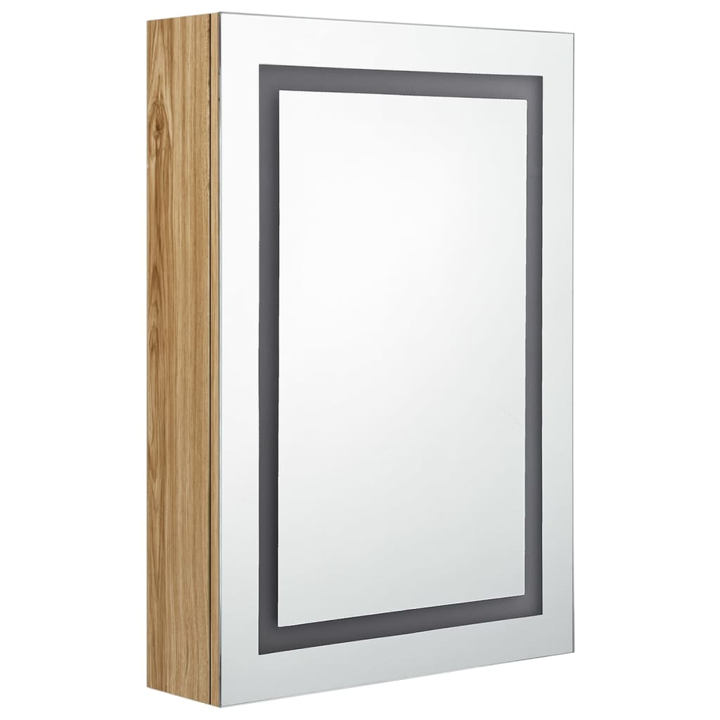 Veidrodinė vonios spintelė su LED, ąžuolo, 50x13x70cm