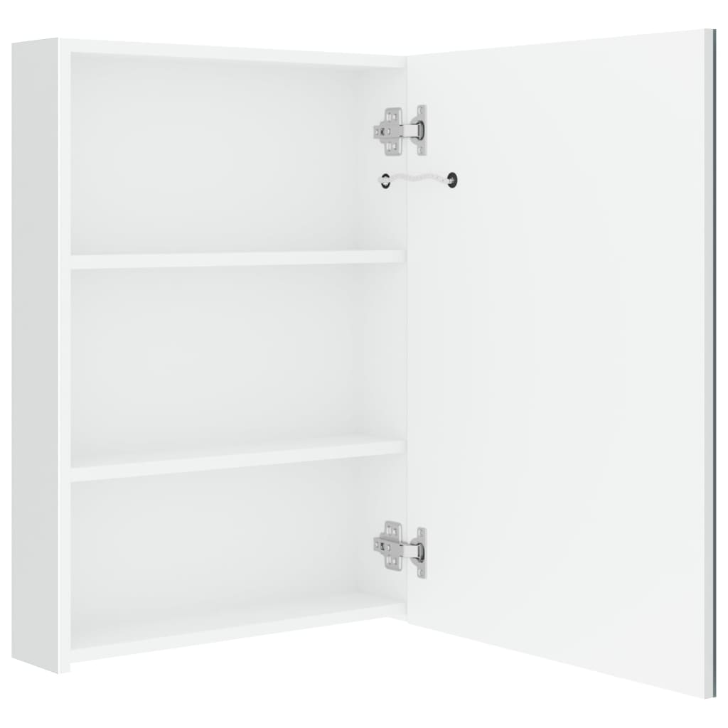 LED mirrored bathroom cabinet, white, 50x13x70cm, glossy