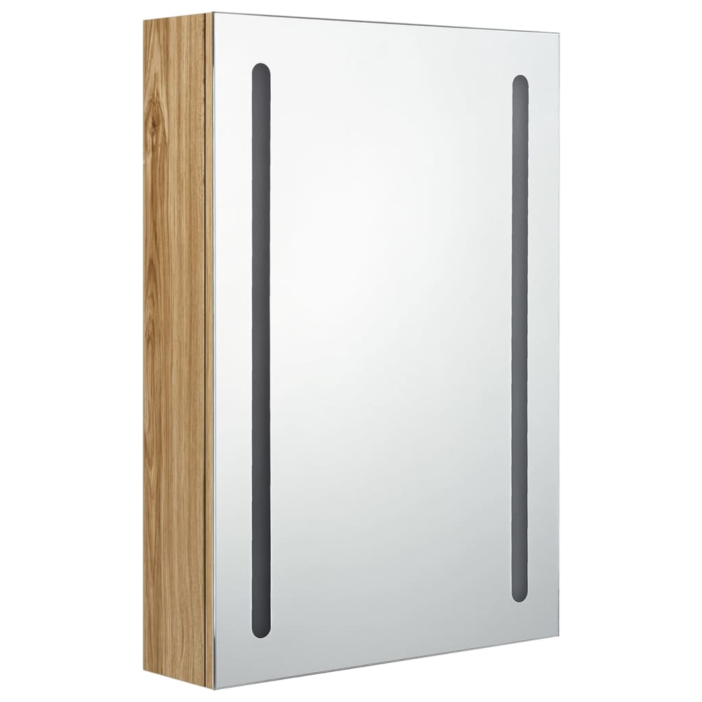 LED mirror bathroom cabinet, oak, 50x13x70cm