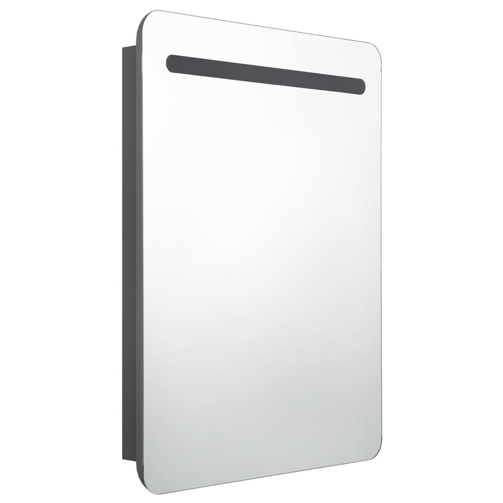 Mirror Bathroom Cabinet with LED Lighting, Grey, 60x11x80cm