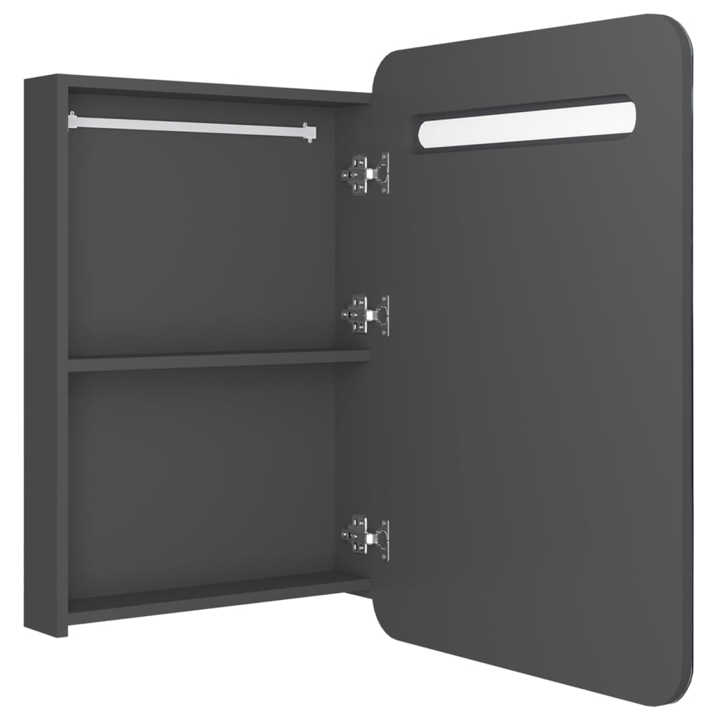 Mirror Bathroom Cabinet with LED Lighting, Grey, 60x11x80cm