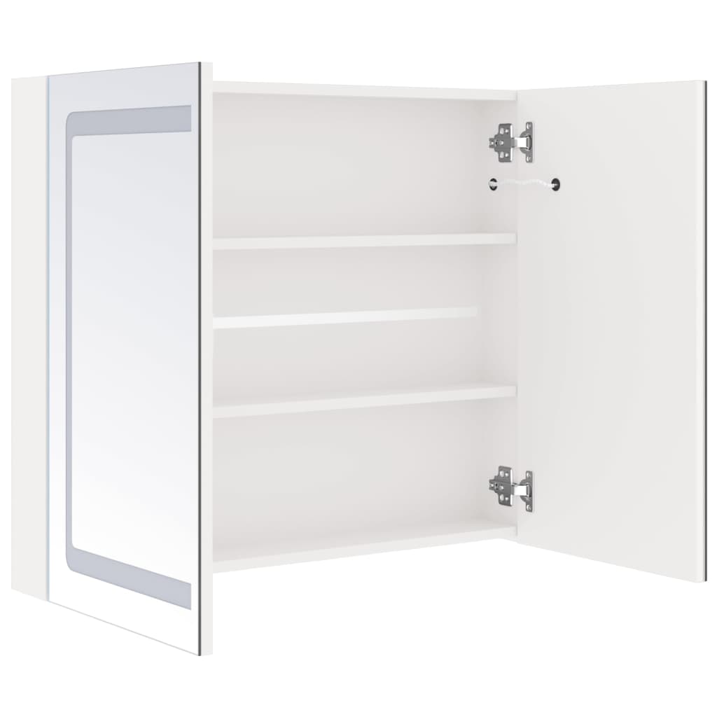 Veidrodinė vonios spintelė su LED, balta, 80x12x68cm, blizgi