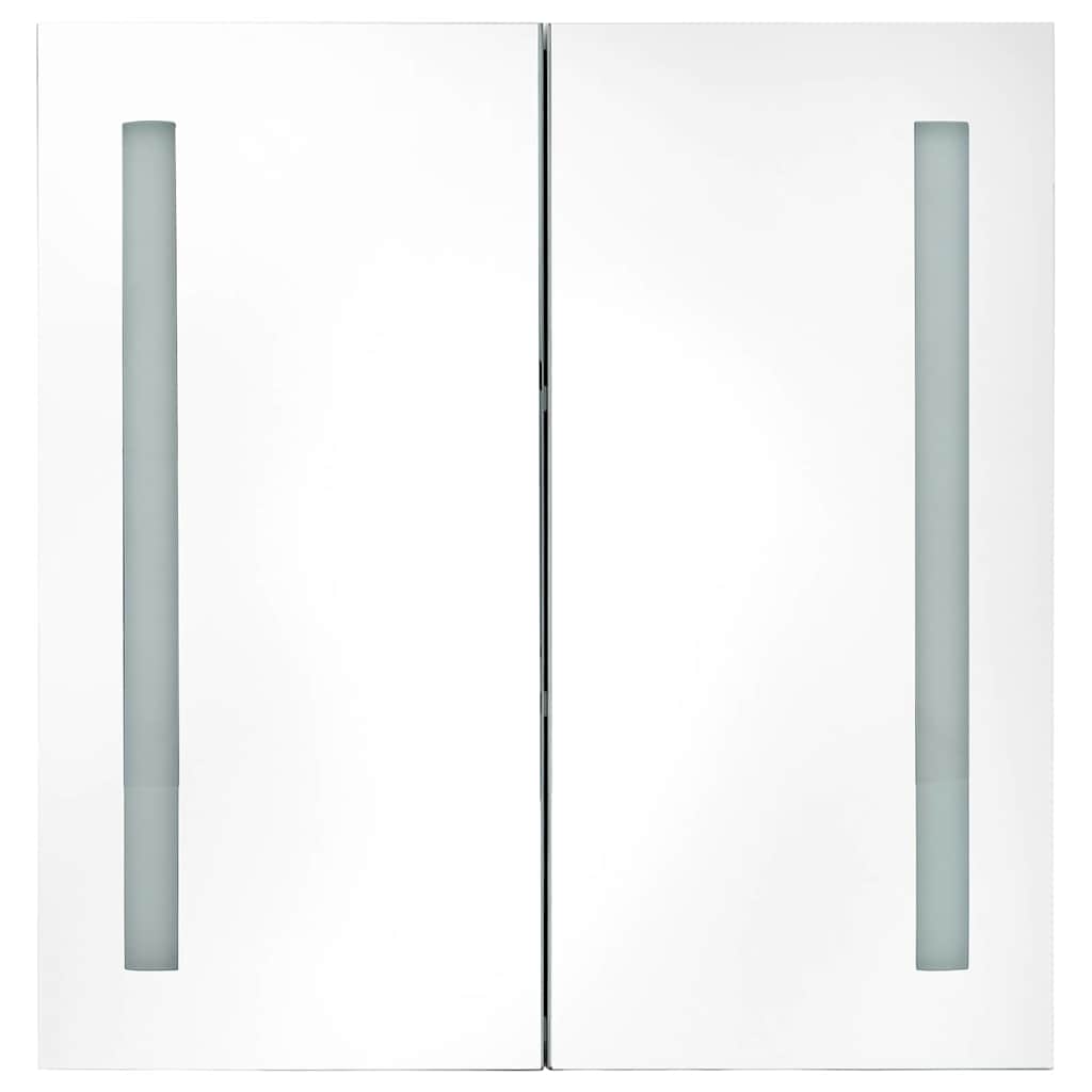 Veidrodinė vonios spintelė su LED apšvietimu, pilka, 62x14x60cm