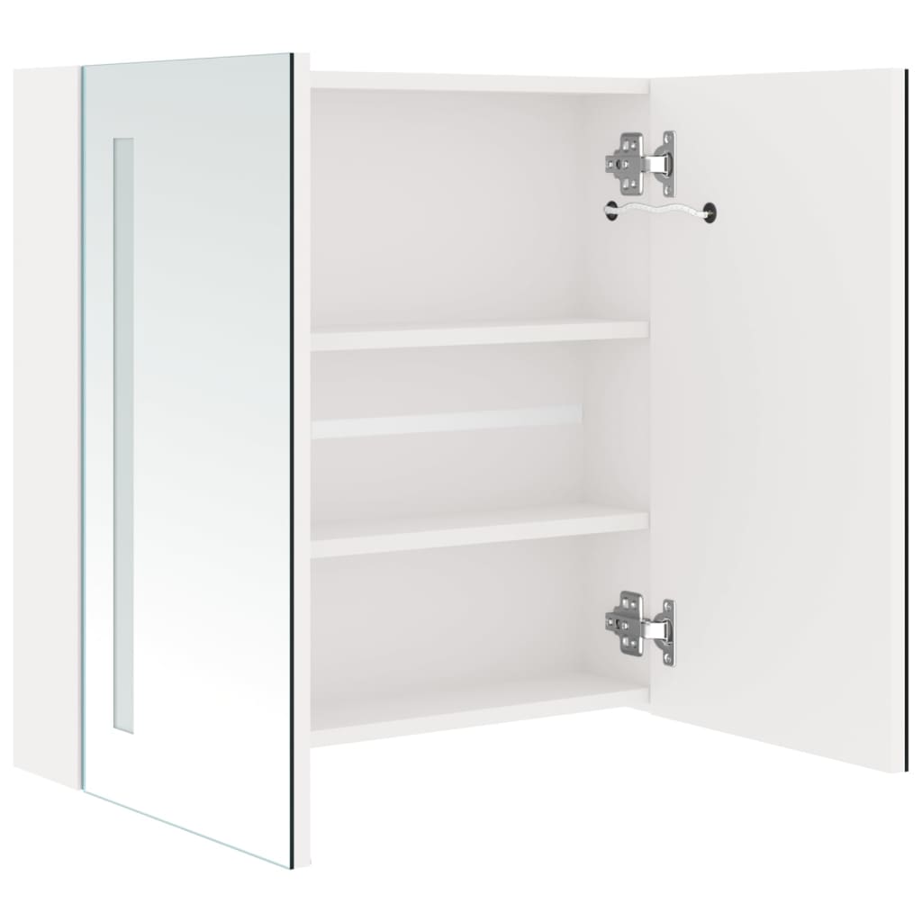 Spoguļskapis vannasistabai ar LED apgaismojumu, balts, 62x14x60cm