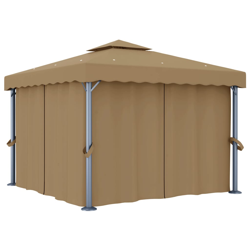 Lapene ar aizkariem BIRCH, taupe, 3x3m