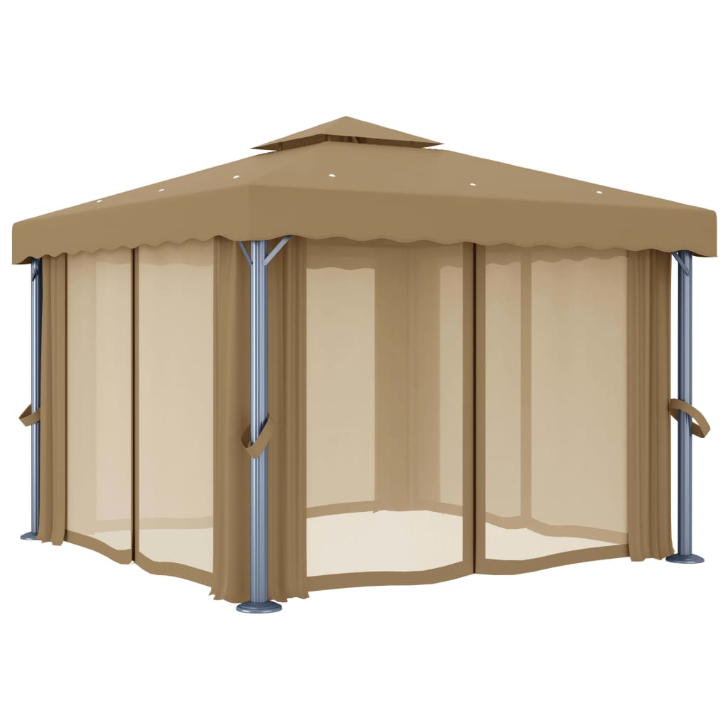 Lapene ar aizkariem BIRCH, taupe, 3x3m