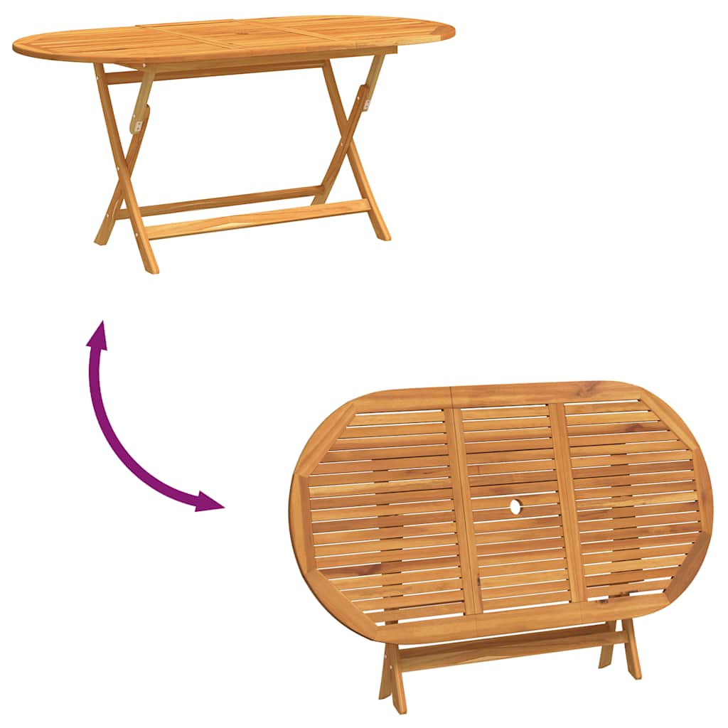 Foldable garden table, 160x85x75cm, solid eucalyptus