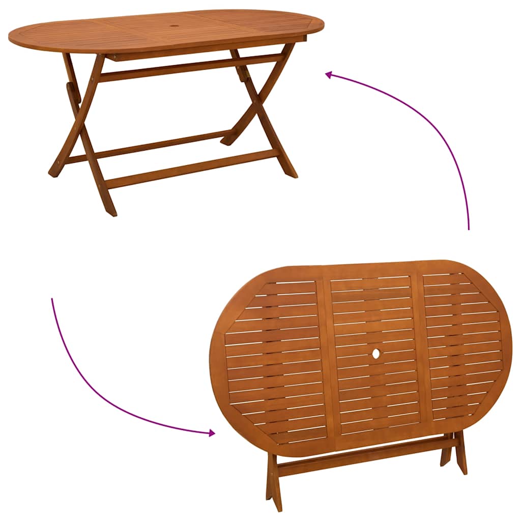 Foldable garden table, 160x85x75cm, solid eucalyptus