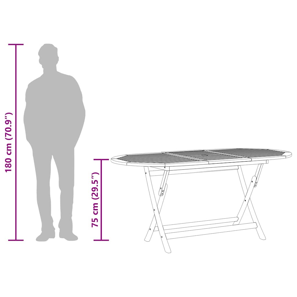 Foldable garden table, 160x85x75cm, solid eucalyptus