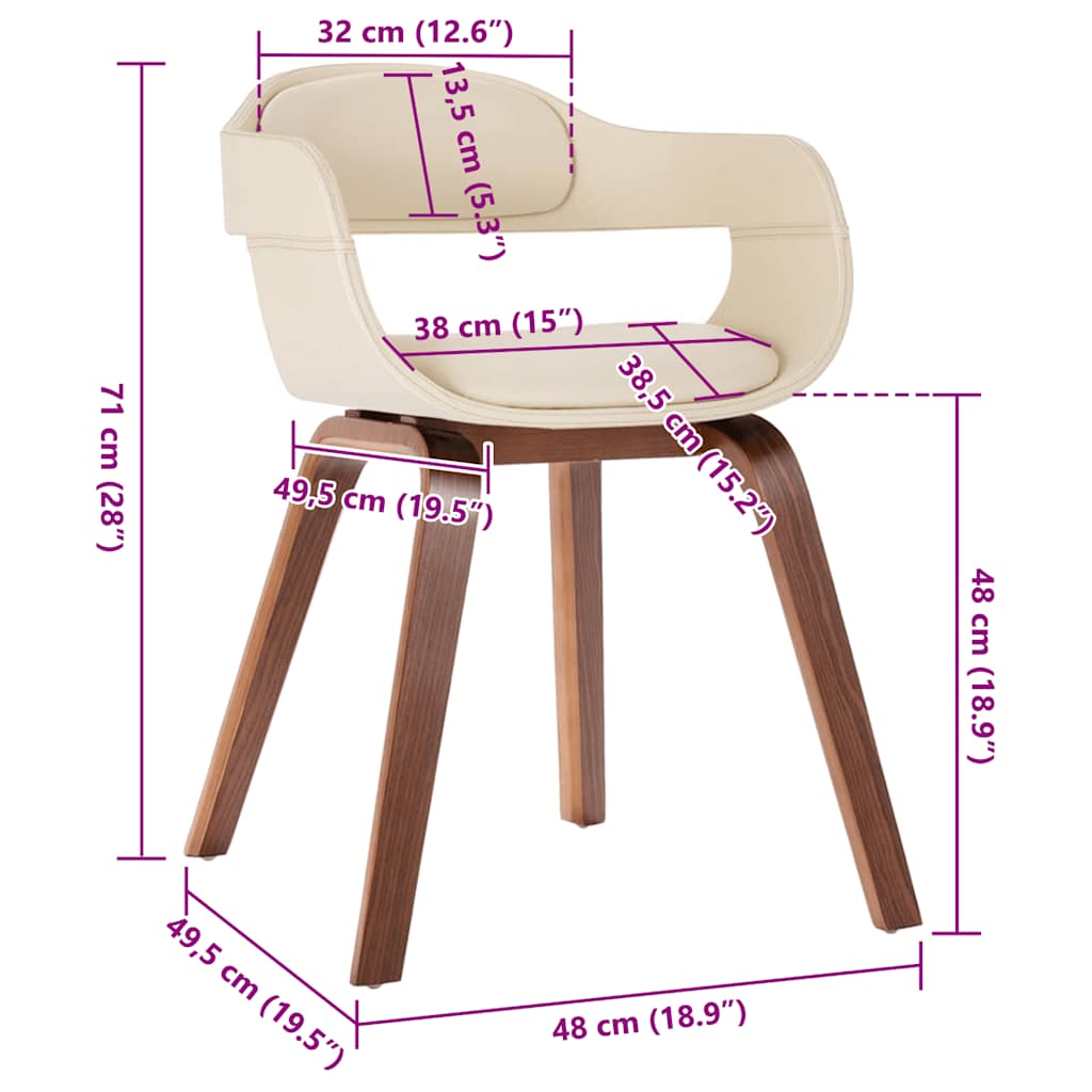 Dining chair with beech legs, white, faux leather