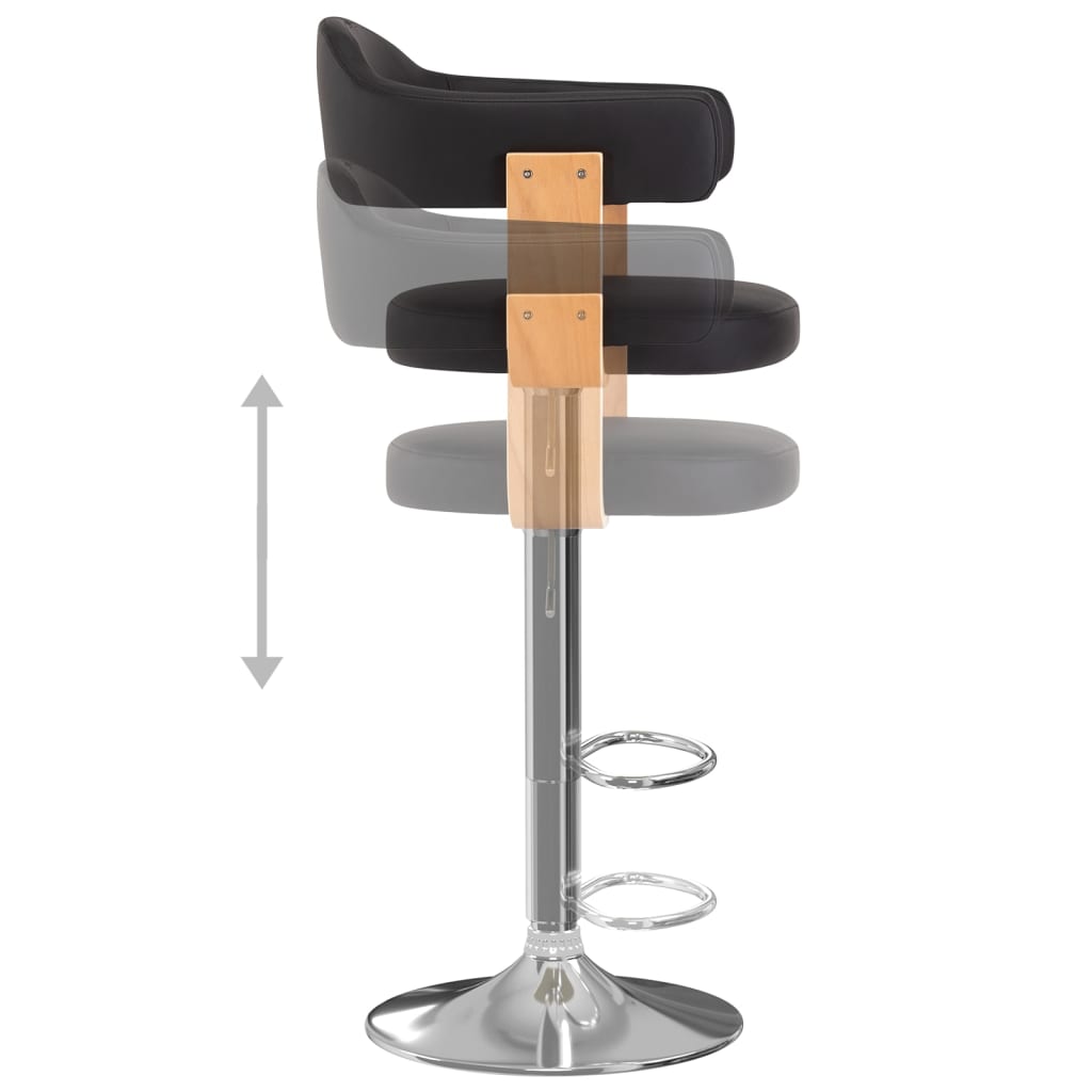 Bar Stools, 2 pcs, Black, Bentwood/Artificial Leather