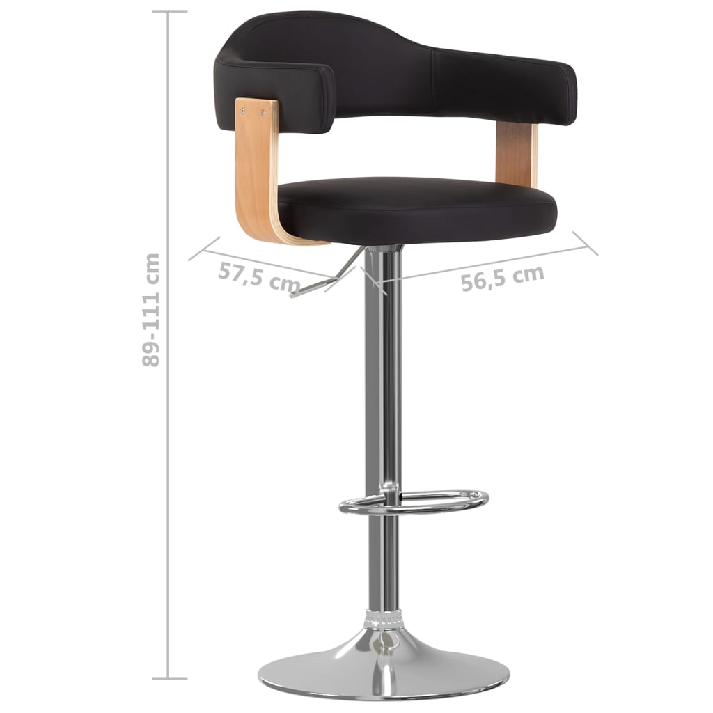 Bar Stools, 2 pcs, Black, Bentwood/Artificial Leather