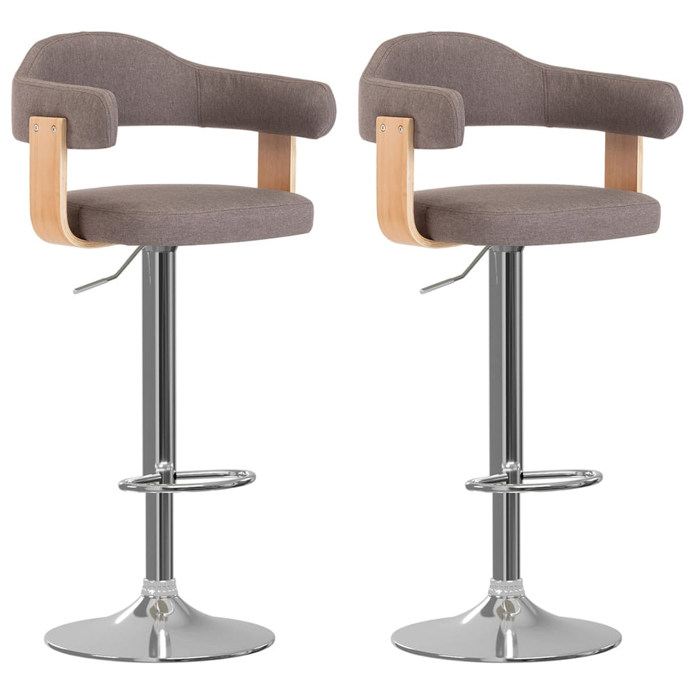 Bar stools, 2 pcs, taupe, bentwood/fabric